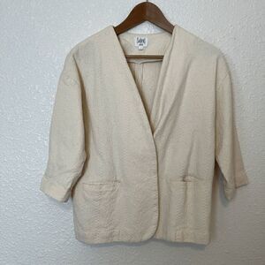 Swildens Cream Textured Cotton Long Sleeve Blazer Jacket Womens Size 1/Small